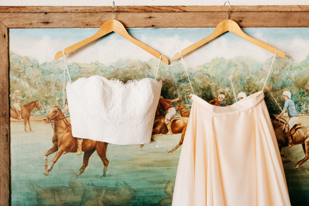 pink separates wedding dress