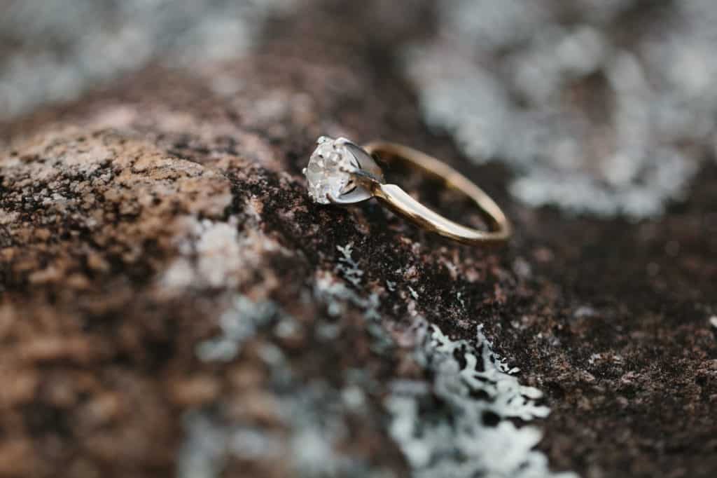 Engagement ring detail at Arabia Mountain by Kate Lamb of Wild in Love Photo