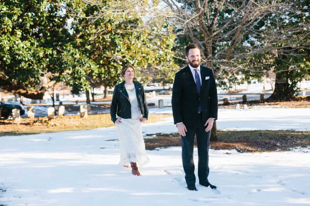 winter oakland cemetery wedding