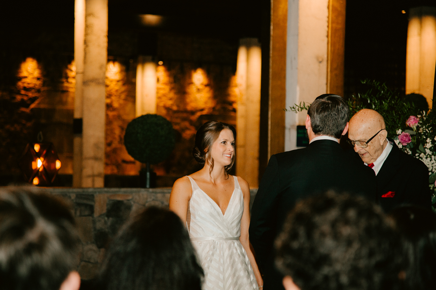Wedding ceremony at Painted Duck bowling alley in Atlanta, Georgia