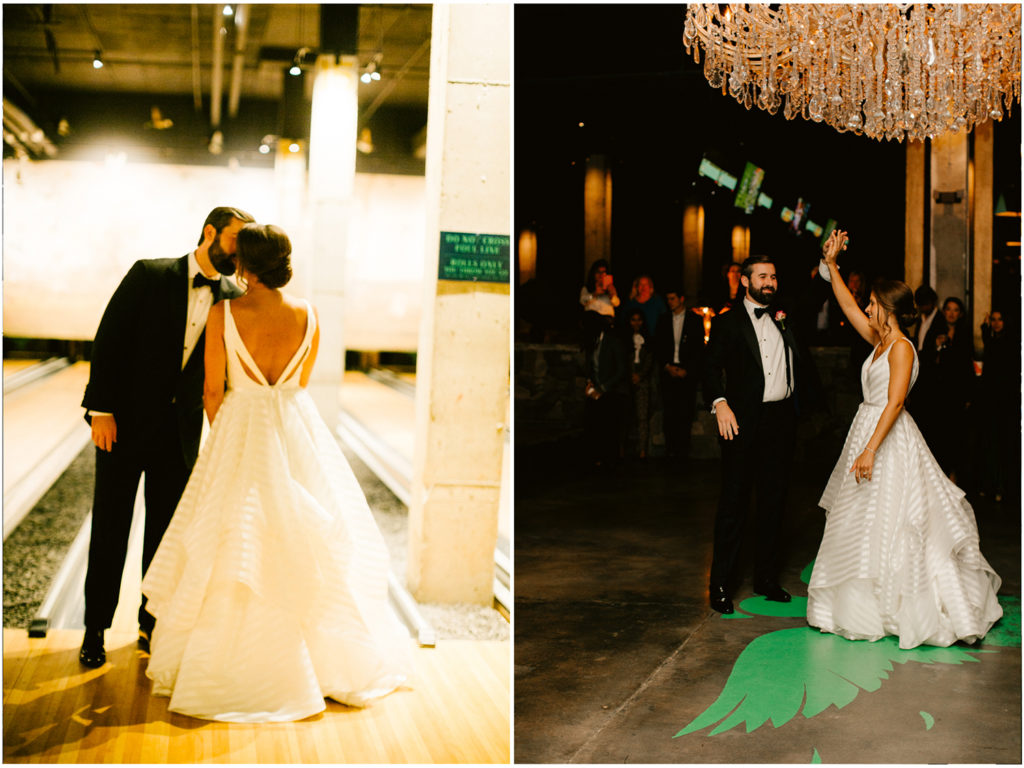 Nontraditional wedding at Painted Duck bowling alley in Atlanta Georgia
